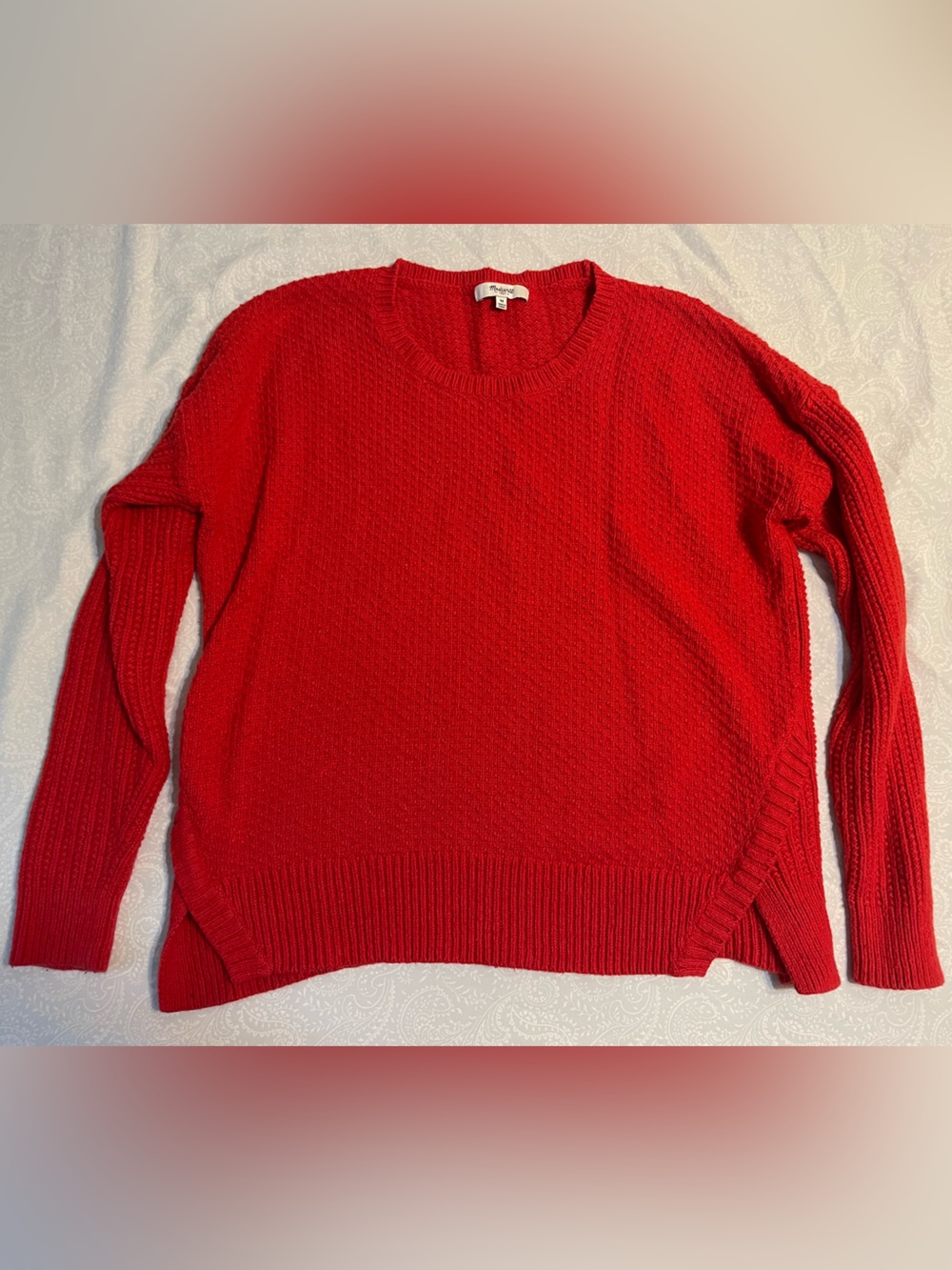 MADEWELL Women’s Red Orange Knit Long Sleeve Sweater, Size medium